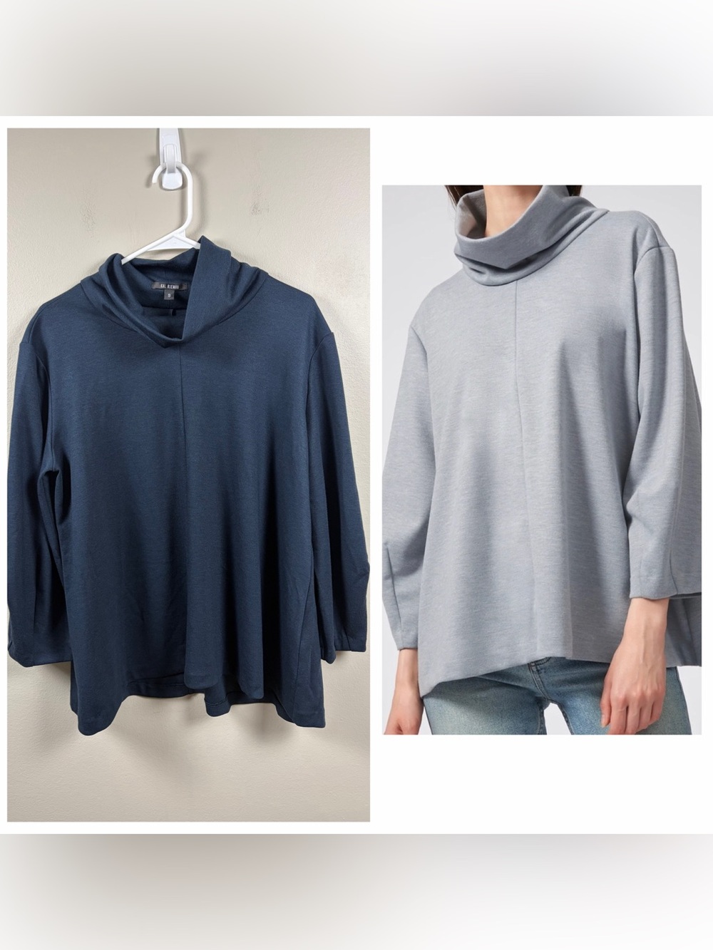 NWT Kal Rieman Ponte Swing Tneck Atlantic Blue S